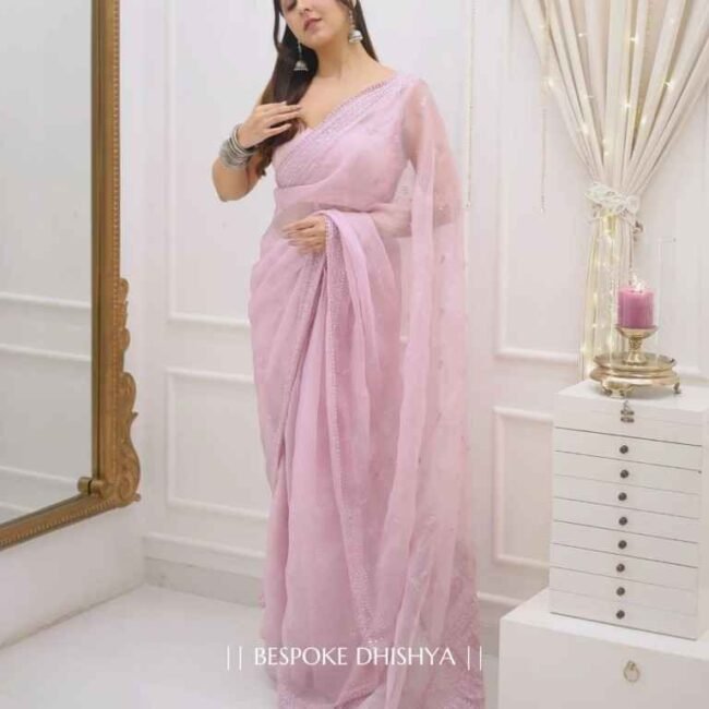 Pink Heavy Kota Chex Saree
