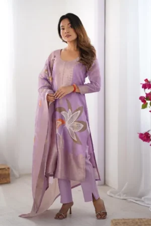 Lavender Dress in Chanderi Silk