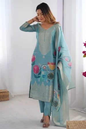 Sky Dress in Chanderi Silk